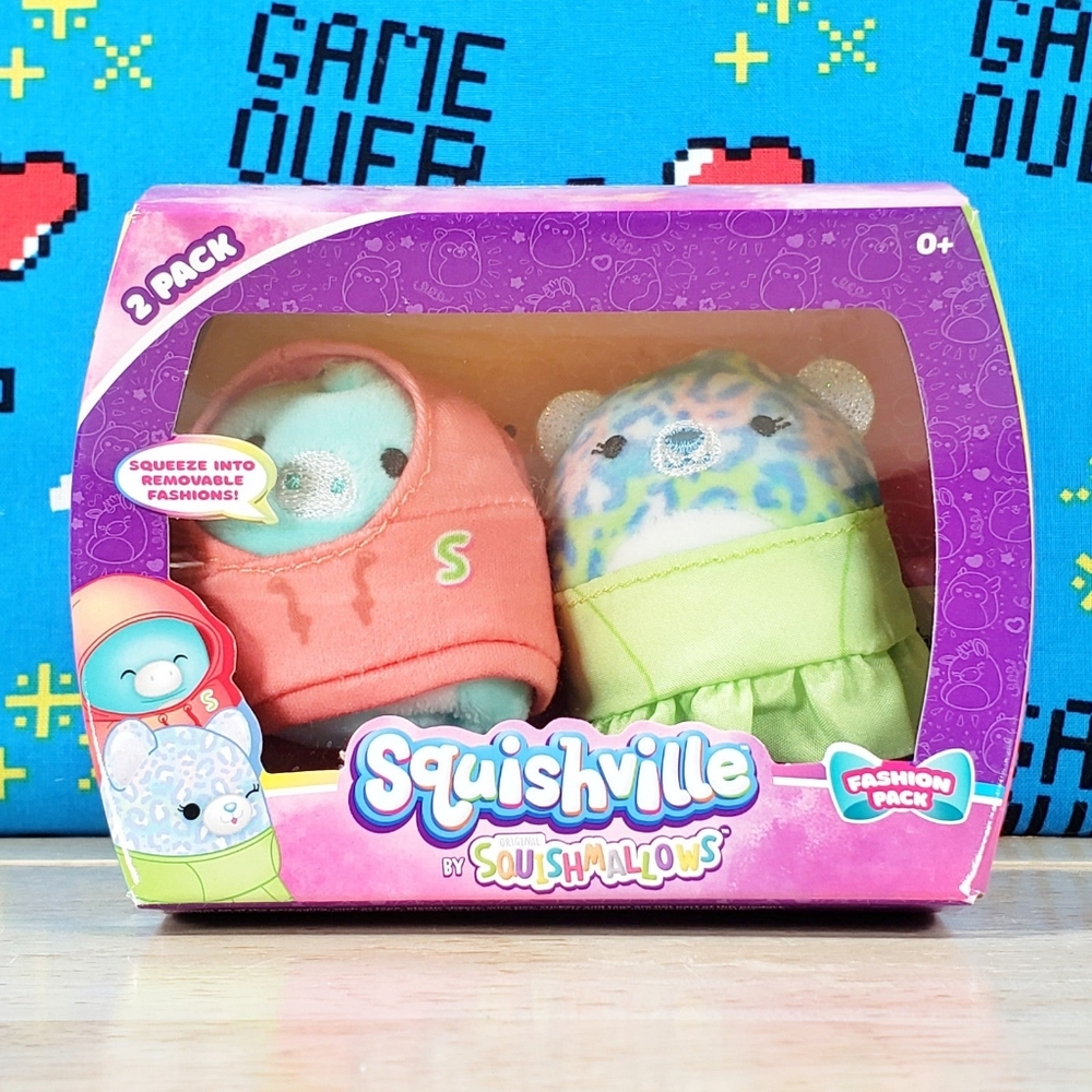 Squishville Fashion Pack Miles Dragon Lindsay Leopard 2" Squishmallow Plush Set